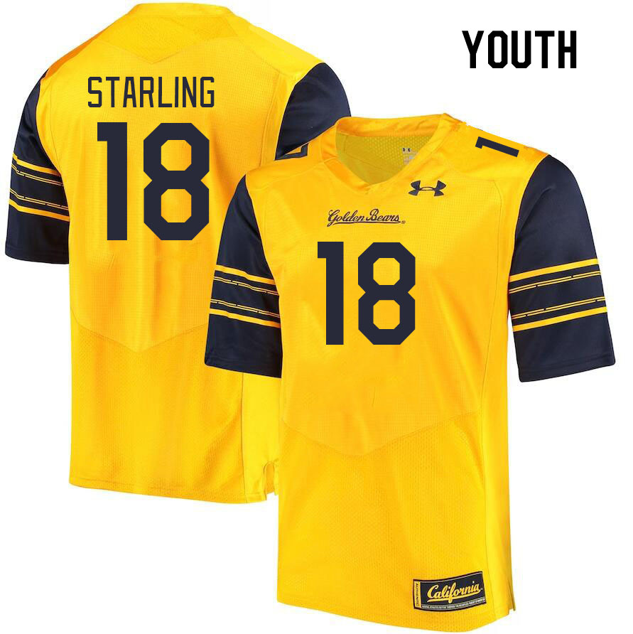 Youth #18 Mason Starling California Golden Bears College Football Jerseys Stitched Sale-Gold - Click Image to Close